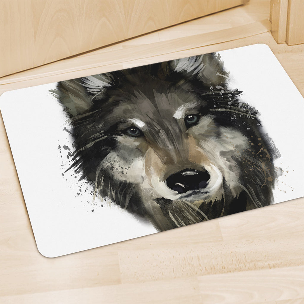 Watercolor Painting Wolf Print Polyester Doormat