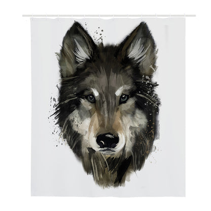 Watercolor Painting Wolf Print Polyester Shower Curtain