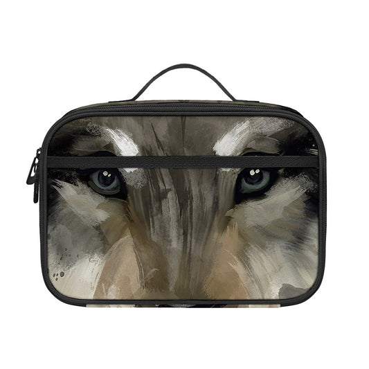 Watercolor Painting Wolf Print Portable Lunch Bag