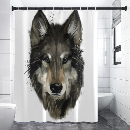 Watercolor Painting Wolf Print Premium Shower Curtain