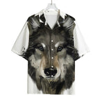 Watercolor Painting Wolf Print Rayon Hawaiian Shirt