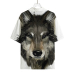 Watercolor Painting Wolf Print Rayon Hawaiian Shirt
