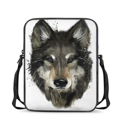 Watercolor Painting Wolf Print Rectangular Crossbody Bag