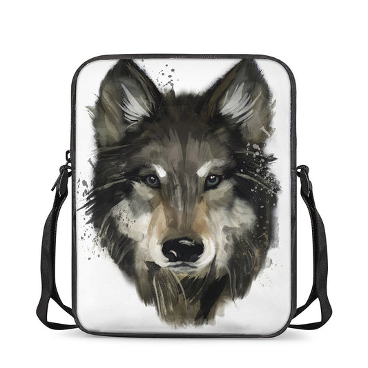 Watercolor Painting Wolf Print Rectangular Crossbody Bag