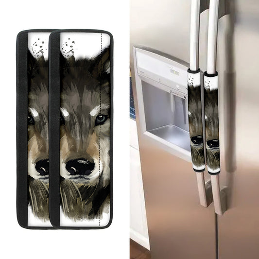 Watercolor Painting Wolf Print Refrigerator Handle Covers