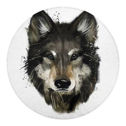 Watercolor Painting Wolf Print Round Blanket