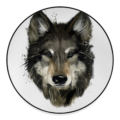 Watercolor Painting Wolf Print Round Floor Mat