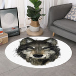 Watercolor Painting Wolf Print Round Rug