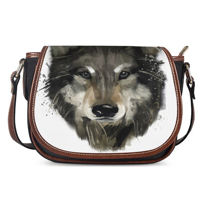 Watercolor Painting Wolf Print Saddle Bag