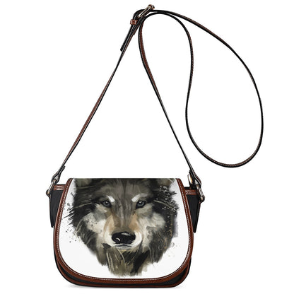 Watercolor Painting Wolf Print Saddle Bag