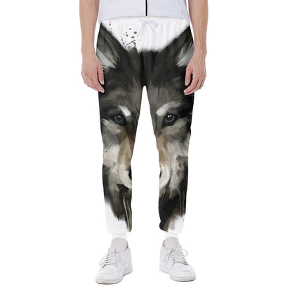 Watercolor Painting Wolf Print Scuba Joggers