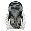Watercolor Painting Wolf Print Sherpa Lined Zip Up Hoodie