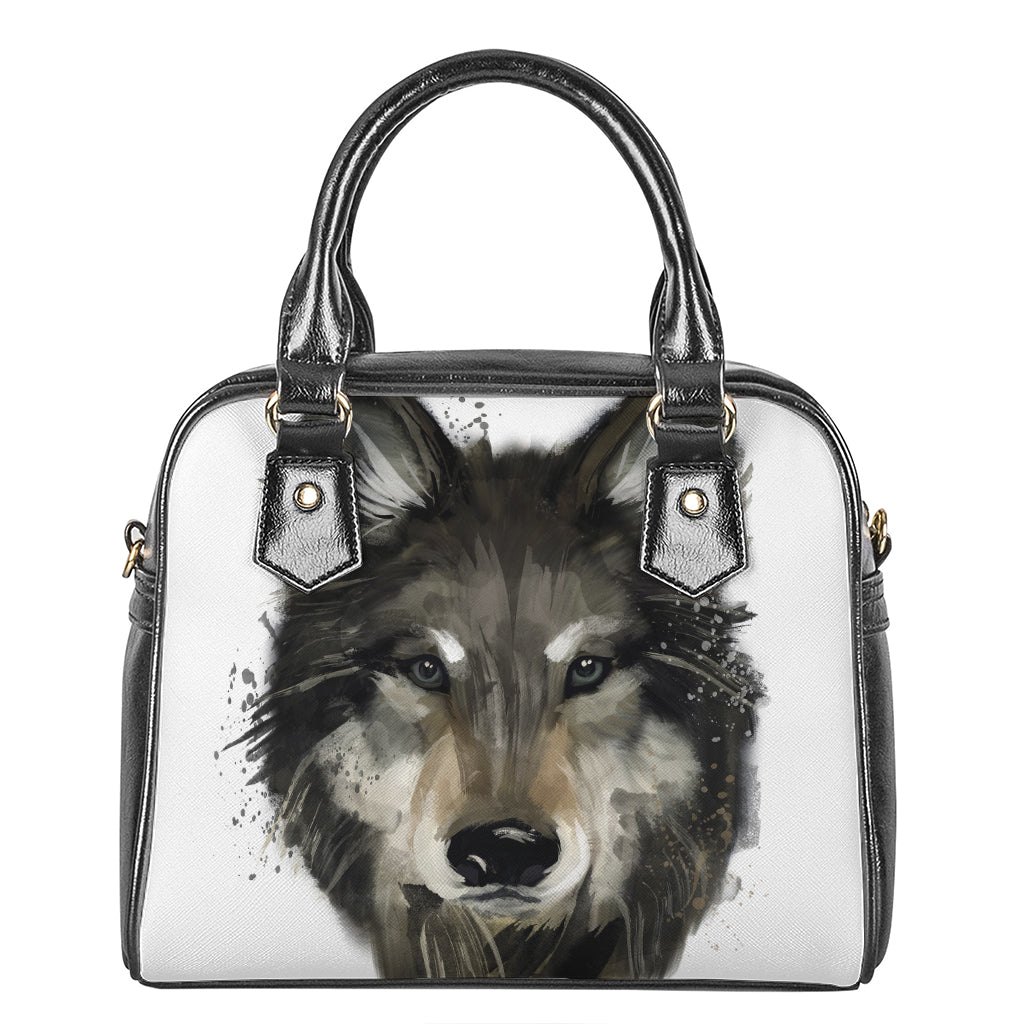 Watercolor Painting Wolf Print Shoulder Handbag