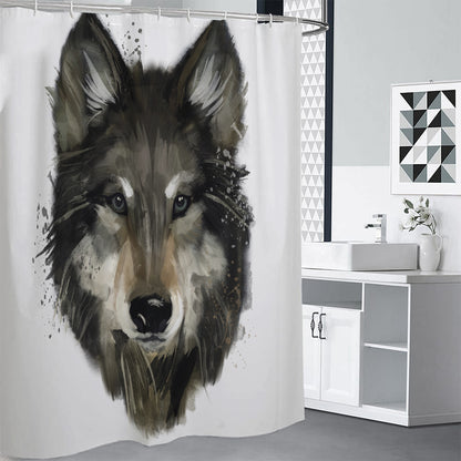 Watercolor Painting Wolf Print Shower Curtain