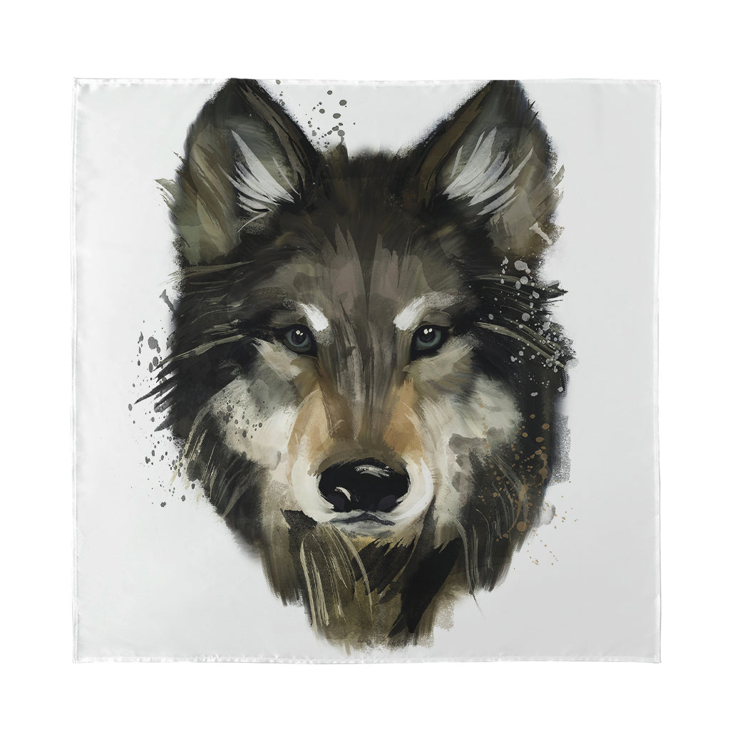 Watercolor Painting Wolf Print Silk Bandana