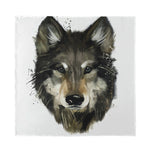 Watercolor Painting Wolf Print Silk Bandana
