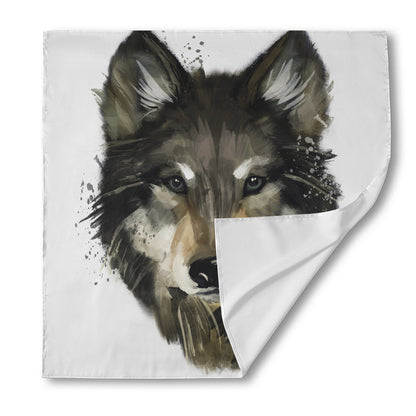 Watercolor Painting Wolf Print Silk Bandana