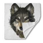 Watercolor Painting Wolf Print Silk Bandana