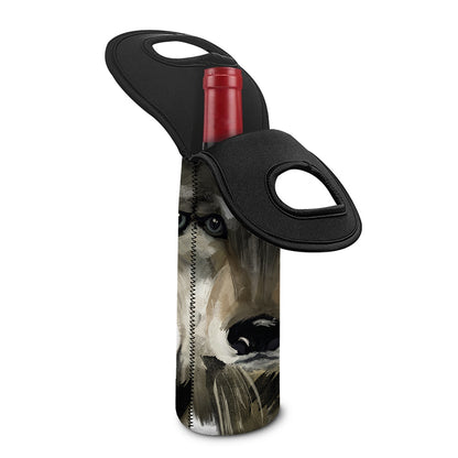 Watercolor Painting Wolf Print Single Neoprene Wine Tote