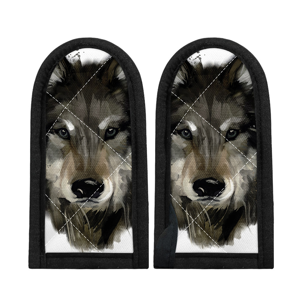 Watercolor Painting Wolf Print Skillet Handle Cover