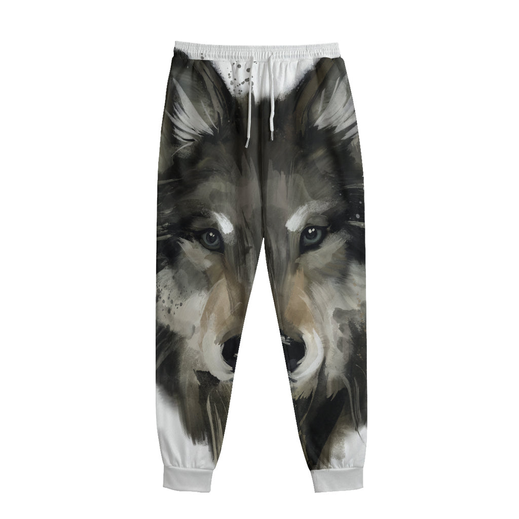 Watercolor Painting Wolf Print Sweatpants