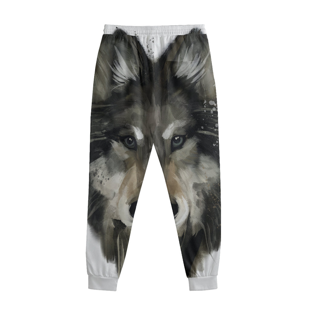 Watercolor Painting Wolf Print Sweatpants