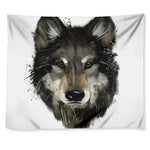 Watercolor Painting Wolf Print Tapestry
