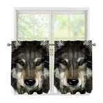 Watercolor Painting Wolf Print Tier Curtains