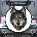 Watercolor Painting Wolf Print Tire Cover With Camera Hole