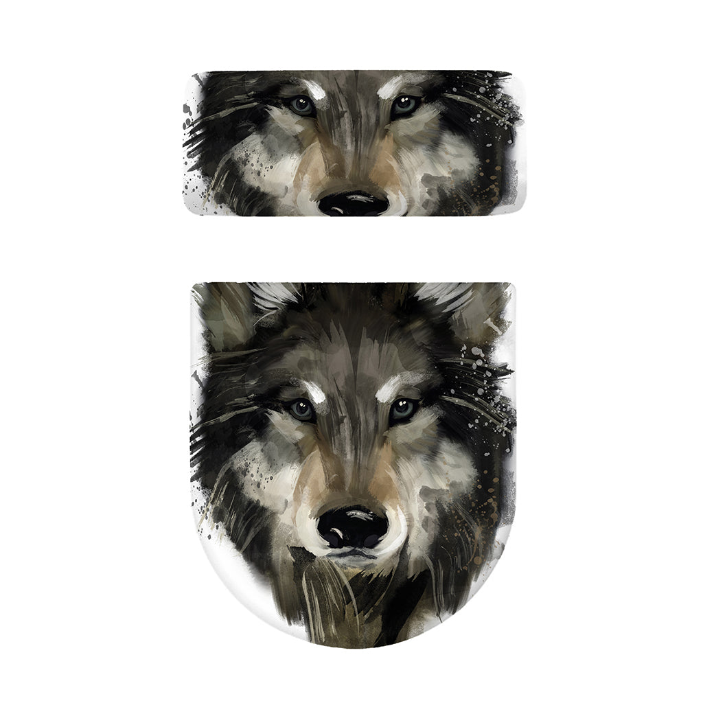 Watercolor Painting Wolf Print Toilet Lid And Tank Cover Set