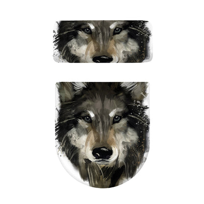 Watercolor Painting Wolf Print Toilet Lid And Tank Cover Set