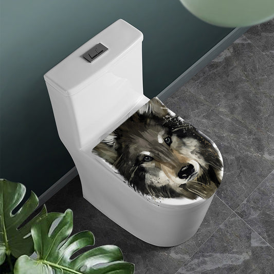 Watercolor Painting Wolf Print Toilet Lid Cover