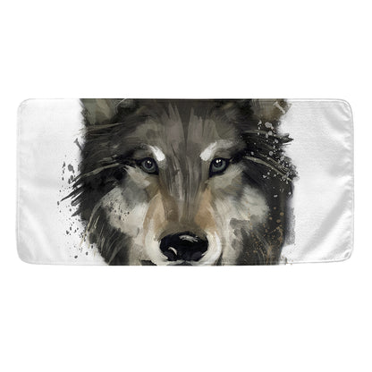 Watercolor Painting Wolf Print Towel