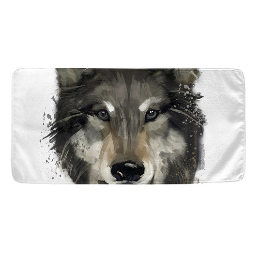 Watercolor Painting Wolf Print Towel