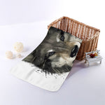 Watercolor Painting Wolf Print Towel