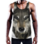 Watercolor Painting Wolf Print Training Tank Top