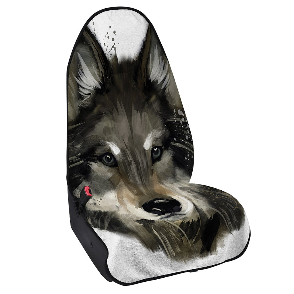 Watercolor Painting Wolf Print Waterproof Car Seat Cover