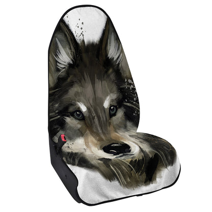 Watercolor Painting Wolf Print Waterproof Car Seat Cover