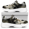 Watercolor Painting Wolf Print White Chunky Shoes