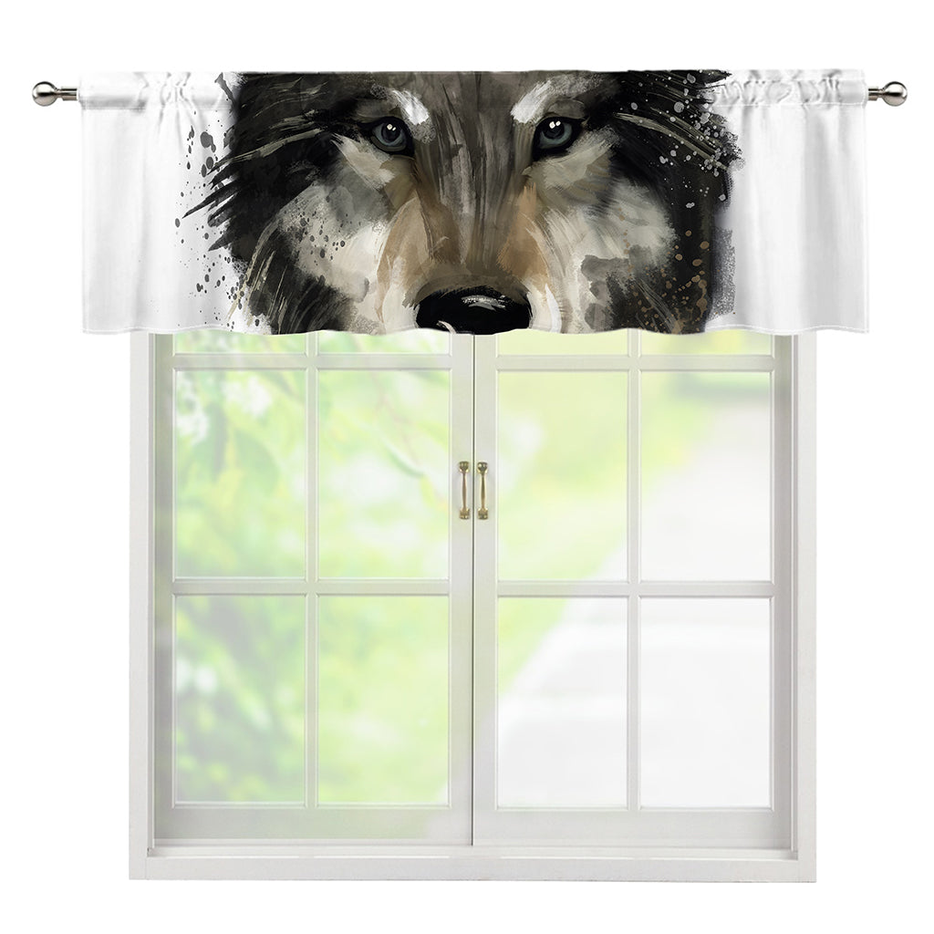Watercolor Painting Wolf Print Window Valance