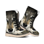 Watercolor Painting Wolf Print Winter Boots