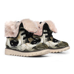 Watercolor Painting Wolf Print Winter Boots