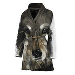Watercolor Painting Wolf Print Women's Bathrobe