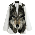 Watercolor Painting Wolf Print Women's Blazer