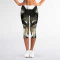 Watercolor Painting Wolf Print Women's Capri Leggings