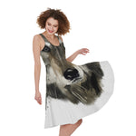 Watercolor Painting Wolf Print Women's Sleeveless Dress