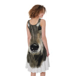Watercolor Painting Wolf Print Women's Sleeveless Dress
