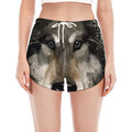 Watercolor Painting Wolf Print Women's Split Running Shorts