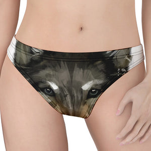 Watercolor Painting Wolf Print Women's Thong