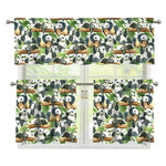 Watercolor Panda Bear Pattern Print 3 Piece Kitchen Curtains